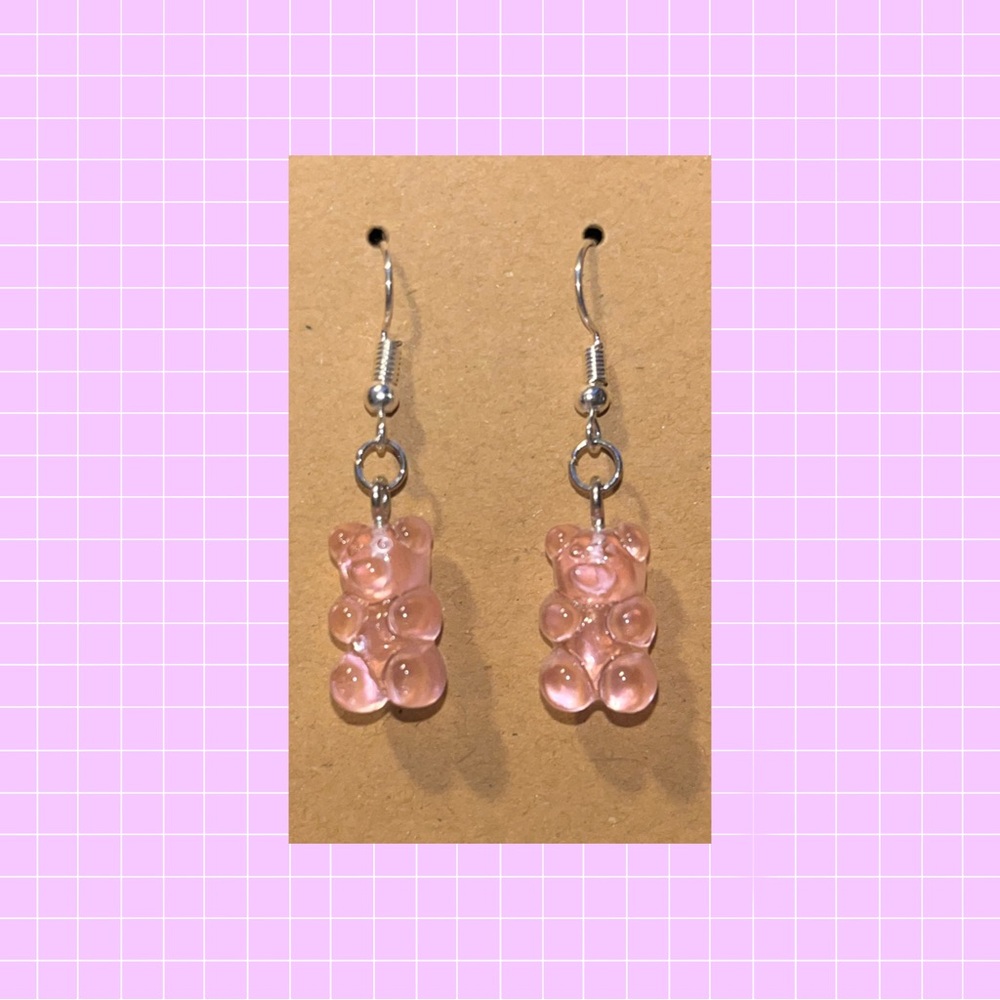 Pink gummy bear earrings